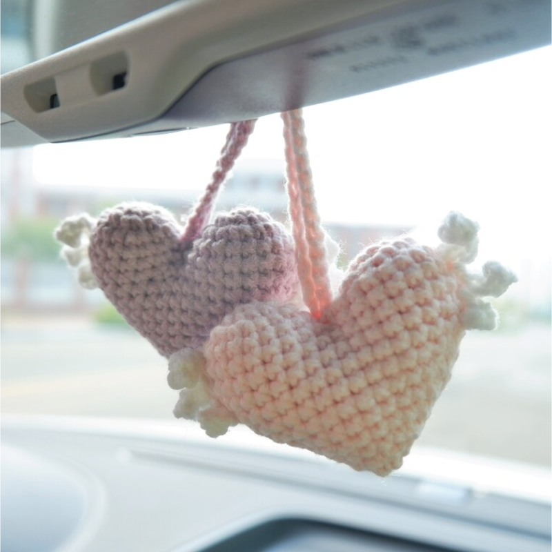 Pendentif de voiture créatif en forme de coeur fait à la main coton corde tissé amour ornement suspendu, décoration automatique, accessoire de voiture de style nordique