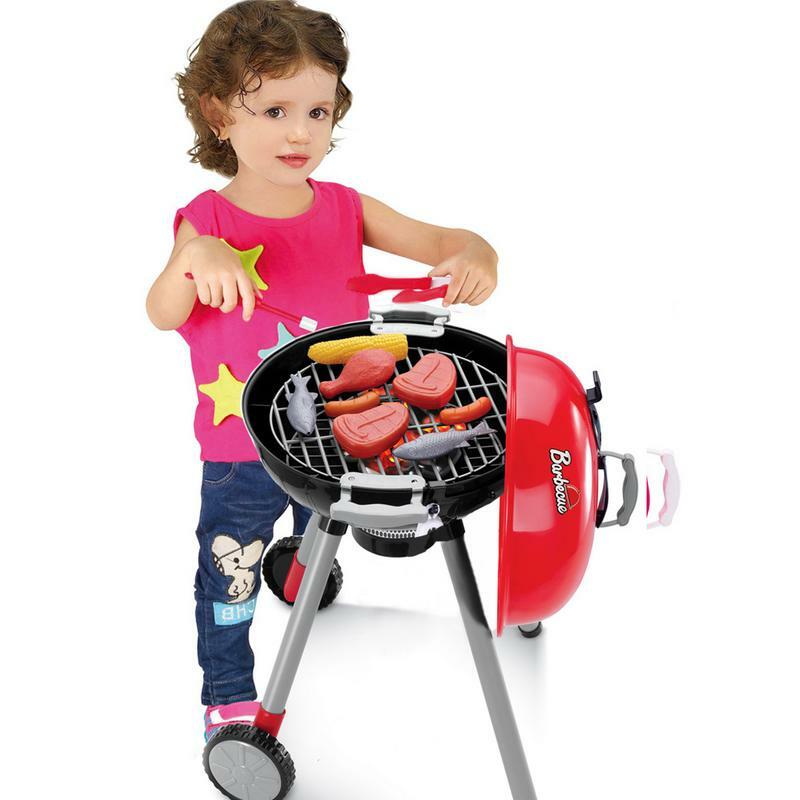Simulation Kitchen BBQ Toy Set Lighting Sound BBQ Variety Barbecue Cart Play House For Children Pretend Play Role-Play Set