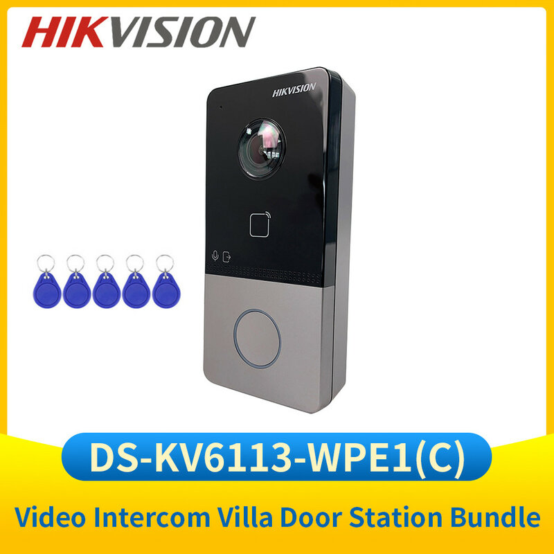 Hikvision DS-KV6113-WPE1(C) Telepon pintu Video untuk Vila luar ruangan IP nirkabel Video interkom stasiun pintu WIFI bel pintu POE