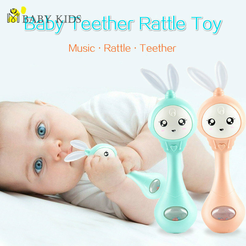 เด็กเพลงกระพริบ Rattle ของเล่นกระต่าย Teether Bells มือถือทารกหยุด Weep ฉีกขาด Rattles ทารกแรกเกิดของเล่นเพื่อการศึกษา18M