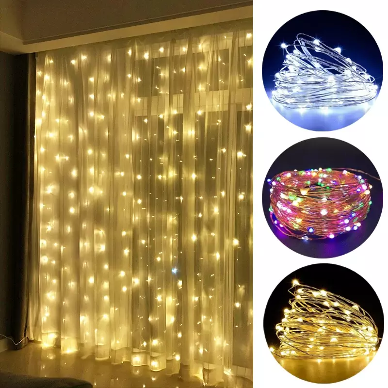 Guirxiété lumineuse LED dégradée, fil de cuivre USB, lampe à bande lumineuse étoilée, éclairage de vacances, décoration de chambre, mariage, fête de Noël