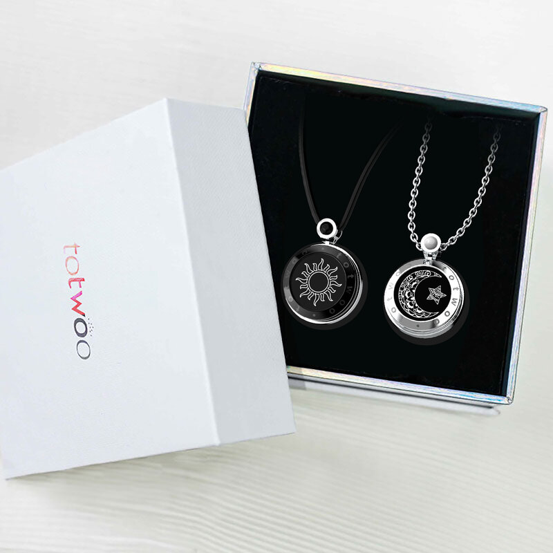 Totwoo Couple Touch Necklaces with Natural Agate for long distance relationship gifts