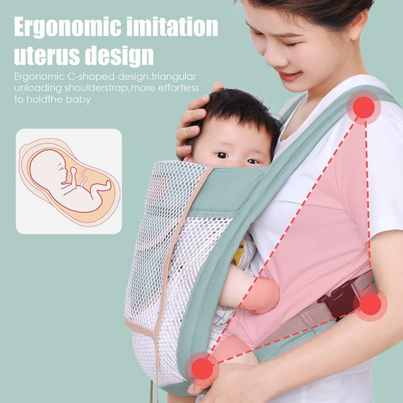 Ransel gendongan bayi desain ergonomis, tali gendongan dengan jaring udara nyaman lembut untuk Orok baru lahir