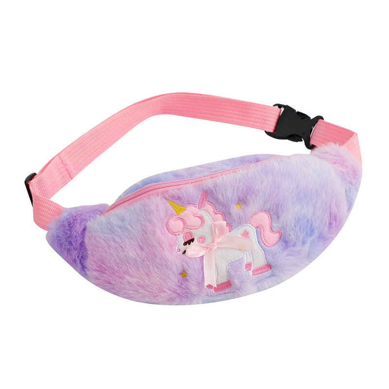 2024 Unicorn Children'S Plush Waistpack Cartoon Kindergarten Little Princess Crossbody Bags Cute Girls' Chest Bag New