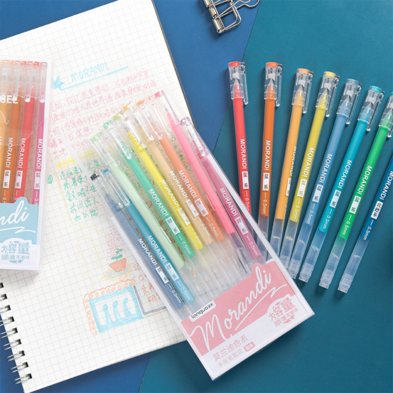 Mr. Paper 5 desain 9 buah/box Morandi pena Gel warna Set pena tulisan tangan perlengkapan sekolah siswa alat tulis pena lucu