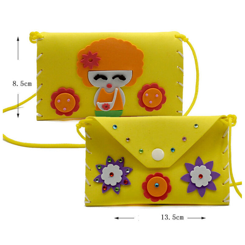 5Pcs portafogli fatti a mano fai da te kit di artigianato artistico giocattolo portamonete da cucito creativo borse in schiuma EVA adesivi con decorazione in cristallo 3D giocattoli per bambini