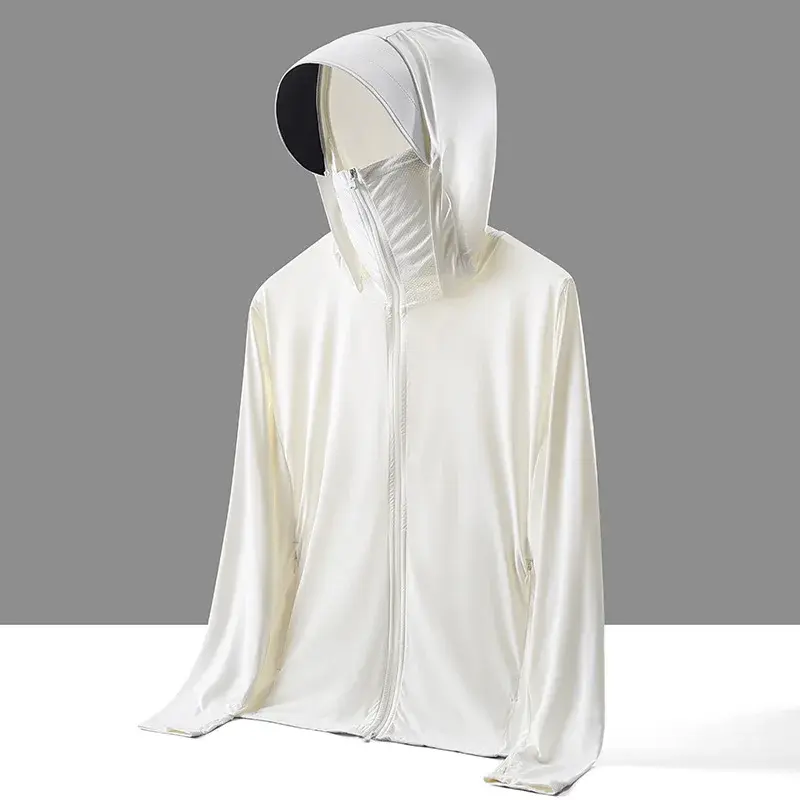 Uv 재킷 Uf 50 + 캐주얼 아이스 실크 통기성 분리형 브림 코트, 낚시 라이딩, 초경량 스킨 바람막이 남성용 재킷, 여름