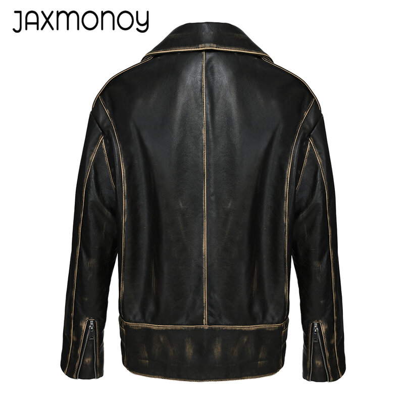 Jaxmonoy giacca da donna in vera pelle da donna primavera cappotto in vera pelle sciolto 2024 nuovo arrivo autunno soprabito in pelle Vintage