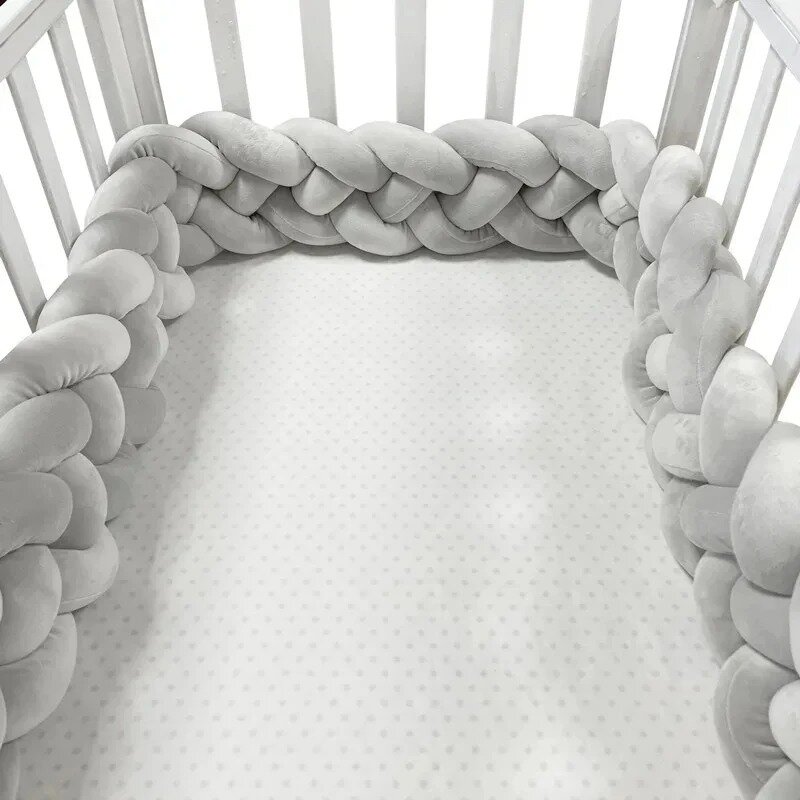 1-3M Baby Bed Bumper Handmade Knotted Braid Weaving Plush Crib Protector Infant Knot Pillow Baby Room Decor