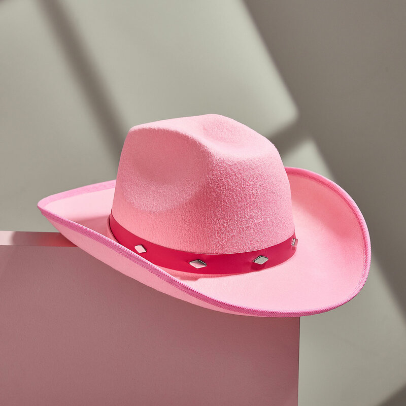 Men's Women's Big Brim Western Cowboy Hat Sun Hat Wide Brim Stitch Hat with Chin Rope Dick Cowboy Hat Brown/Red