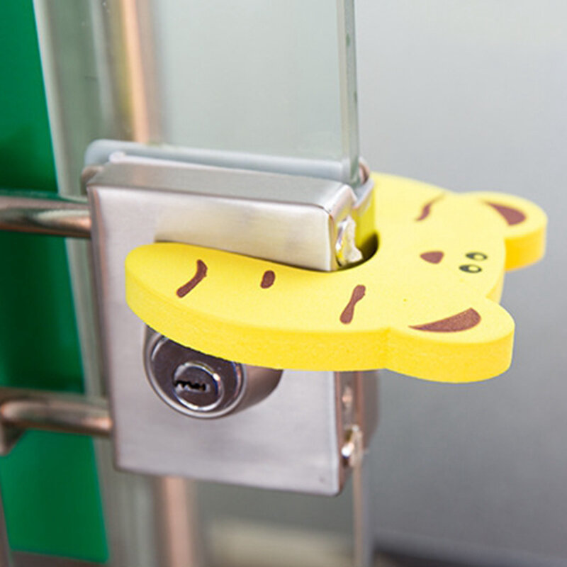Kartun Penahan Pintu Stopper Kunci Pelindung Keselamatan Bayi Pelindung Jari Tebal Penahan Pintu Anti-mencubit Kartu Tangan Penahan Pintu 1 Buah Acak