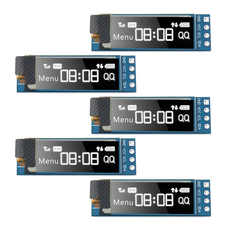 5 Pieces I2C Display Module 0.91 Inch I2C OLED Display Module I2C OLED Screen Driver DC 3.3V-5V(White Light)