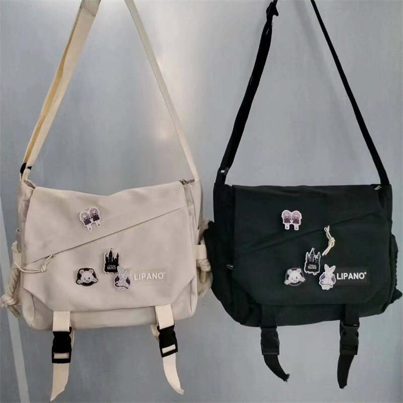 Bolsa de mensajero Simple japonesa, bolso coreano de nailon para estudiantes, bolso de lona impermeable, bolsos cruzados para mujeres