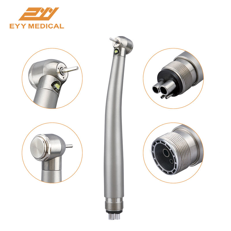Dental turbine LED High Speed Handpiece Air Turbine 3 Water Spray Push Button 2/4 Hole Stainless Steel DENTAL PRODUCT