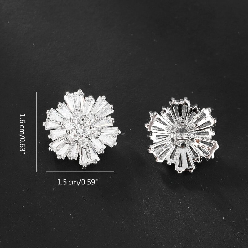 652F 2 unids/set Flor Metal botones diamantes imitación cárdigan cosido botones accesorios DIY