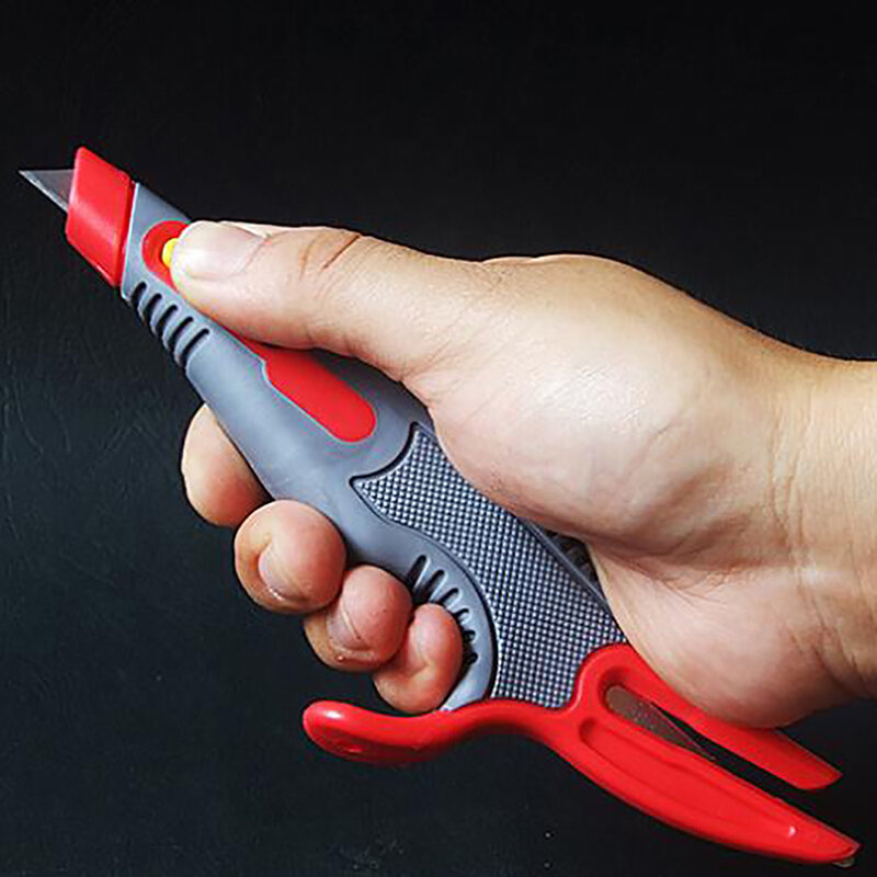3 w 1 Professional Box Cutter chowany nóż introligatorski Comfor Grip rozpakowanie frez, plastikowy uchwyt, blokada ostrza wewnątrz