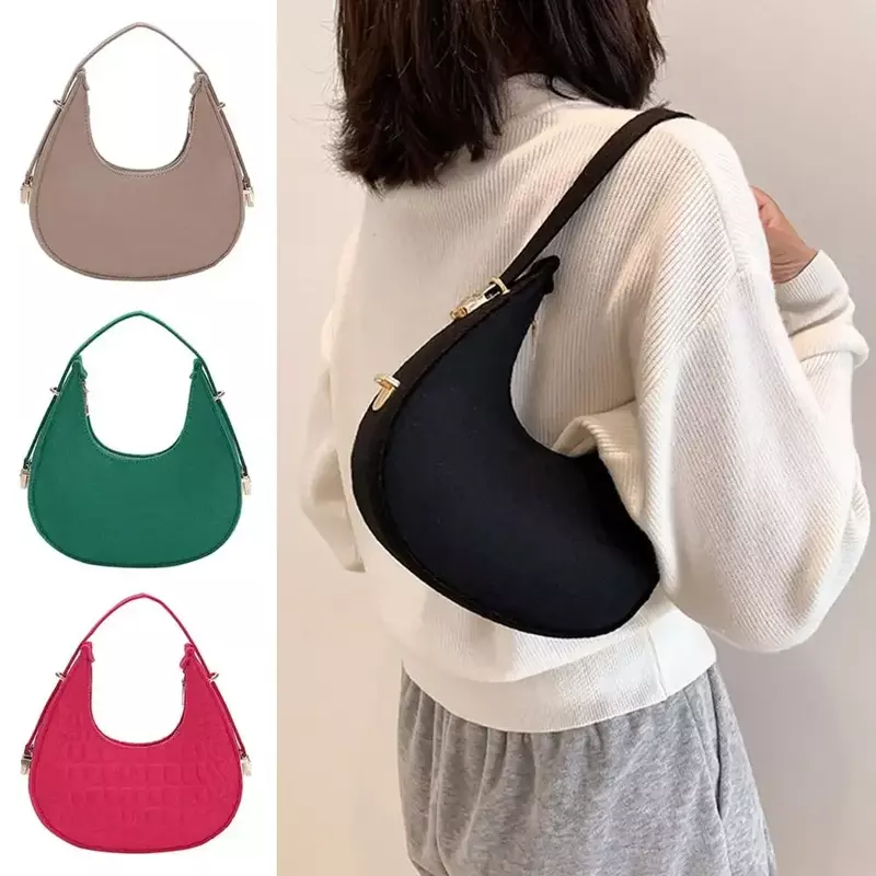 LB09   Women's Fashion Small Clutch Handbags Retro Solid Color PU Leather Shoulder Underarm Hobos Bag