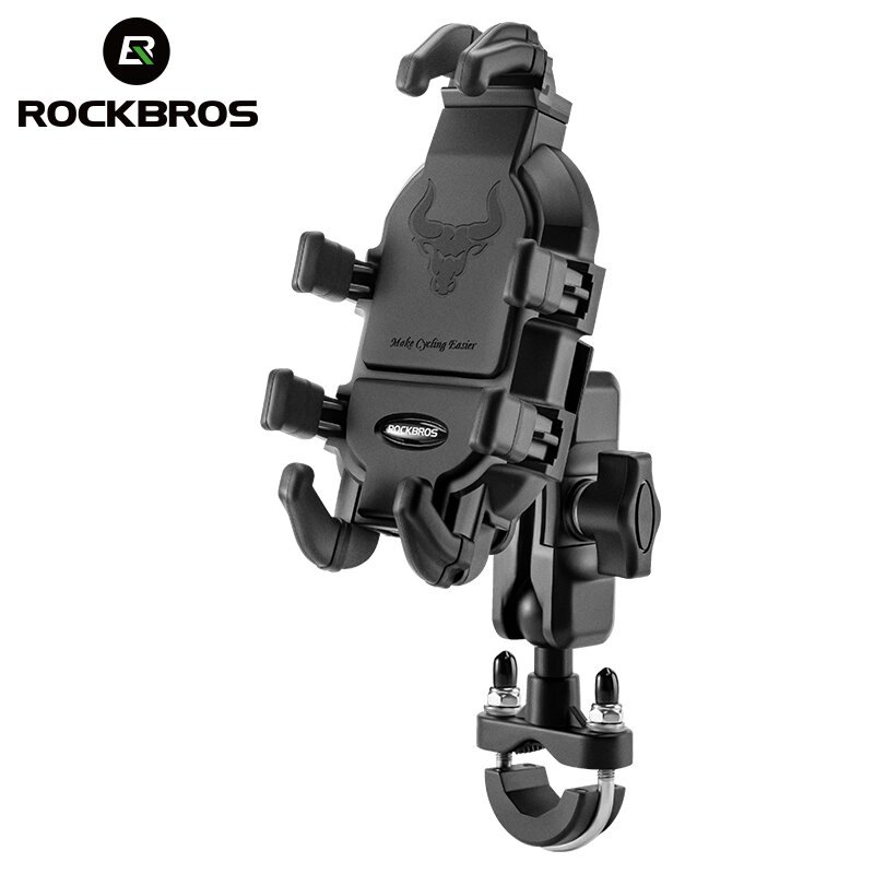 ROCKBROS ผู้ถือโทรศัพท์ Rotatable อลูมิเนียมปรับผู้ถือโทรศัพท์รถจักรยานยนต์ Nonslip โทรศัพท์ขาตั้งโทรศัพท์ไฟฟ้ารถจักรยานยนต์ผู้ถือ