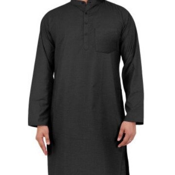 2024 Muslim Arab Men's Kaftan Robe Long Sleeve Linen Thob Side Split Button Down Thobe Long Tunic Shirts Islamic Clothing