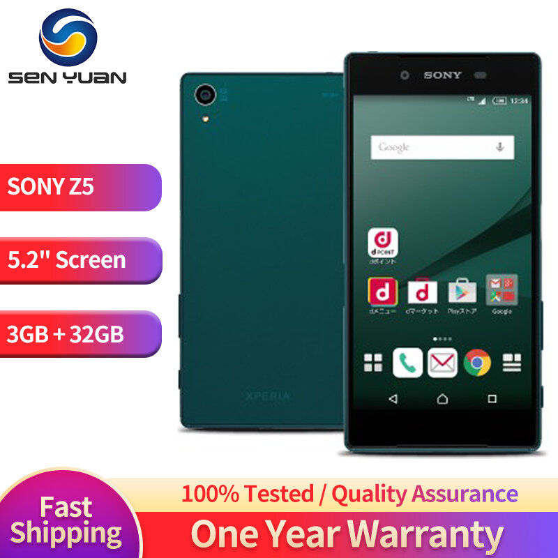 Sony-Xperia Z5 E6653 Android Octa Core celular, 5.2 ", câmera 23MP, 3GB ROM, 32GB ROM, GSM, WCDMA, 4G LTE, original