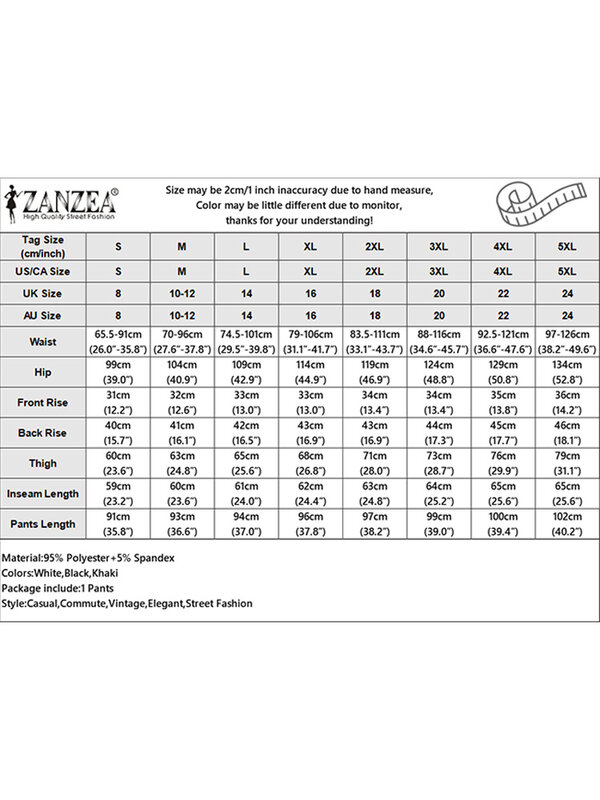 ZANZEA-Pantalon Décontracté et Élégant pour Femme, Taille artificiel astique, Mode, Solide, Document, Streetwear, Cloche, Été 2024