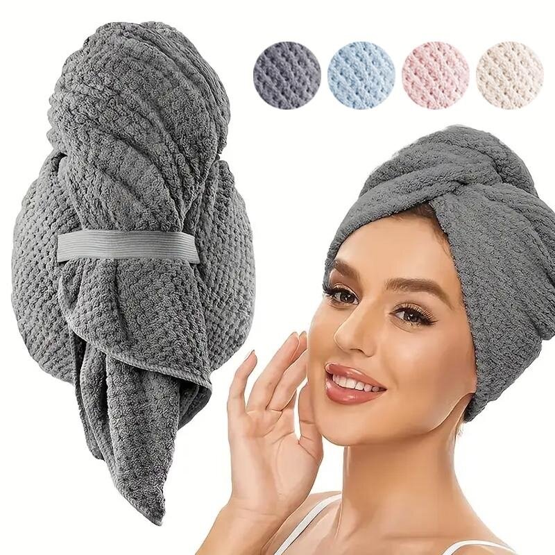 Ręcznik do włosów z mikrofibry czepek ręcznikowy do szybkiego suche włosy bardzo duża z gumką, Ultra chłonne miękkie włosy czepek ręcznikowy Turban