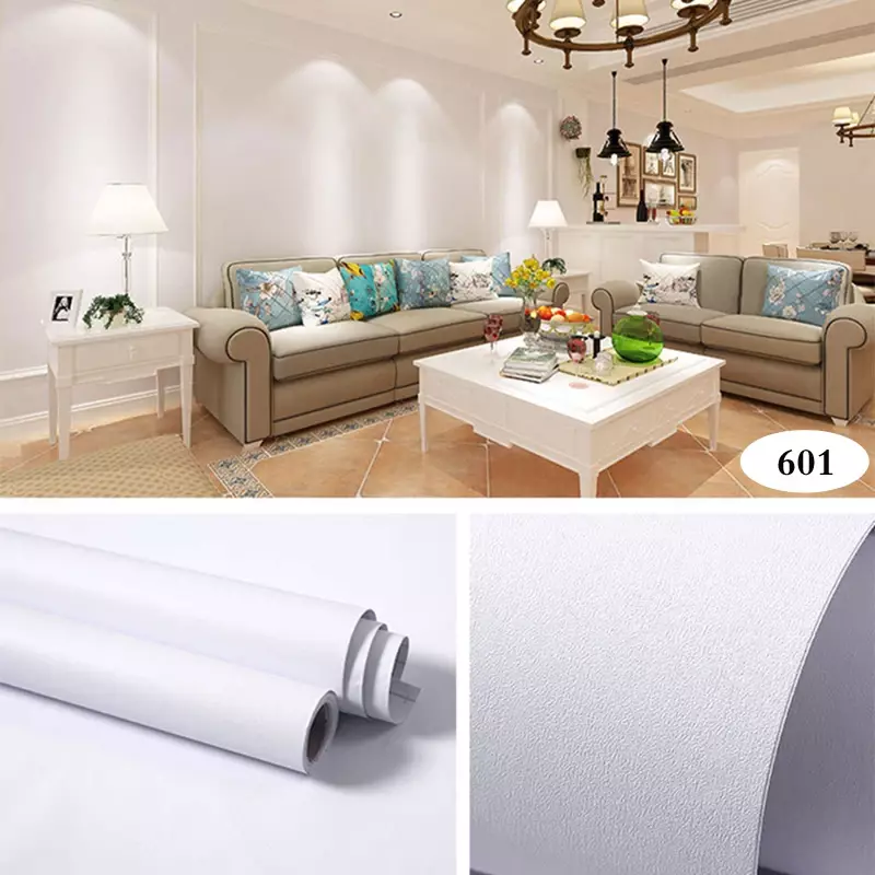 PVC impermeável espessado auto-adesivo Wallpapers, cor sólida Home Decor, sala e quarto