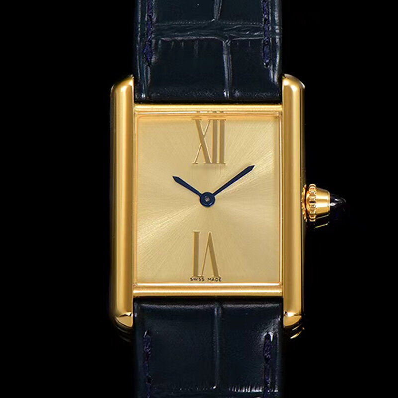 Gold steel case sapphire crystal glass mirror cowhide strap quartz watch 2024 Women's new watch Fashion luxury watch