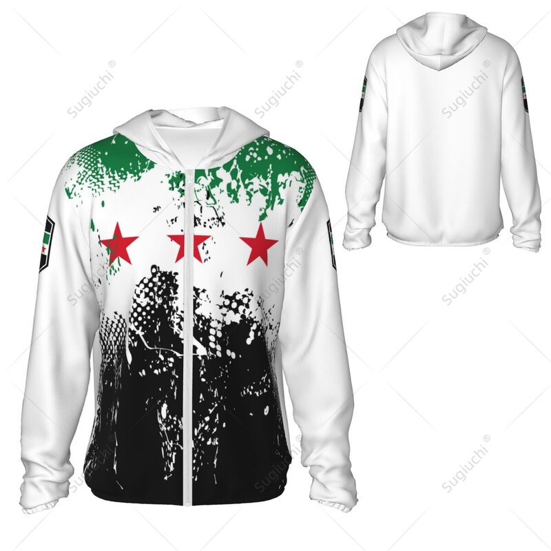 Syria Flag 1932-1963 Zonbescherming Hoodie Zonnebrandcrème Kleding Vissen Fietsend Snel Droog Lange Mouw Met Rits Polyester