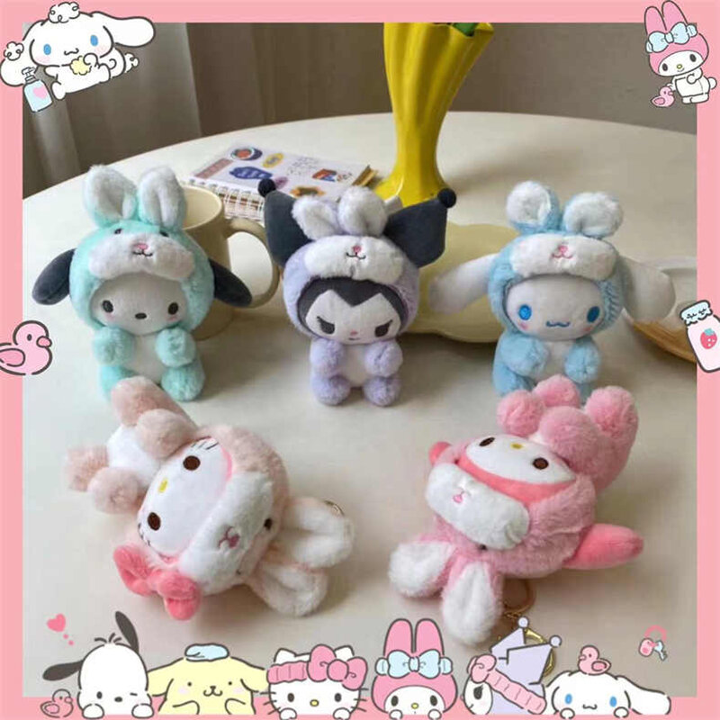 15 см Sanrio 토끼 плюшевый брелок Kawaii 리시시시시롤 롤 포포포포포차코 코 Cartoon Мультяшные детские игрушки для девочек, подарки на праздник