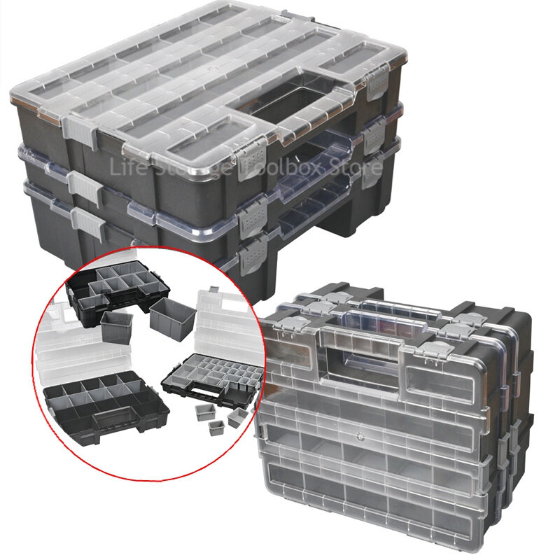 Caja organizadora de herramientas de Hardware, organizador de piezas, tornillos, caja de almacenamiento, compartimento de piezas, caja organizadora de pernos