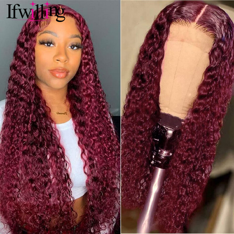 Бордовый парик из человеческих волос с фронтальной сеткой 13x6 HD, парик с глубокой волной, парик из человеческих волос 99j HD, парик с фронтальной сеткой 13x 6, цветные парики из человеческих волос