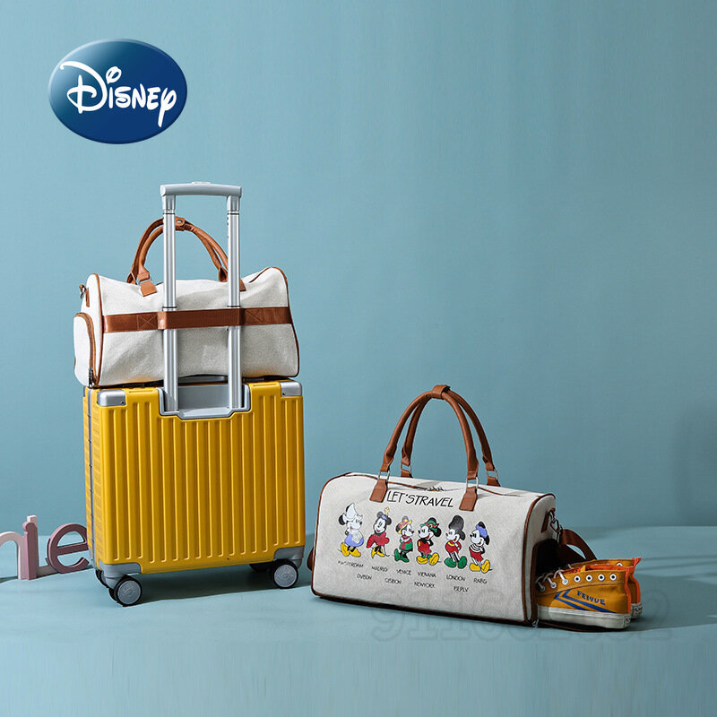 Mala portátil de grande capacidade do Mickey Disney, bolsa de ginástica ao ar livre, desenho animado, separação seca e úmida, nova moda