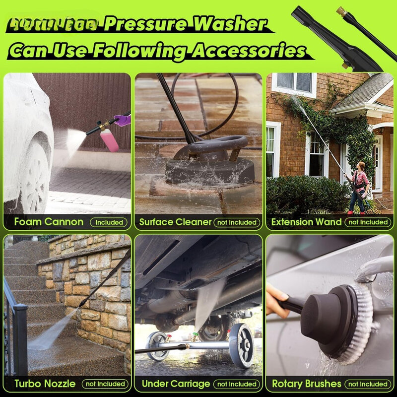 Electric Pressure Washer, Foam Cannon, 4 Different Pressure Tips, Power Washer