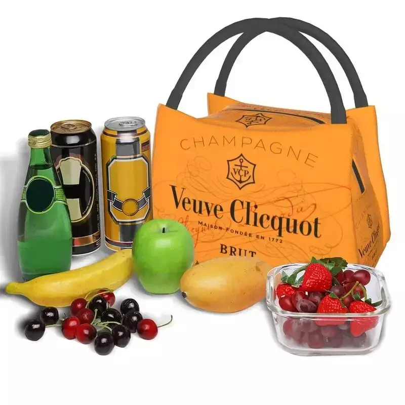 Custom Clicquot Champagne Lunch Bags Men Women VCP Warm Cooler Insulated Lunch Boxes for Picnic Camping Work Travel