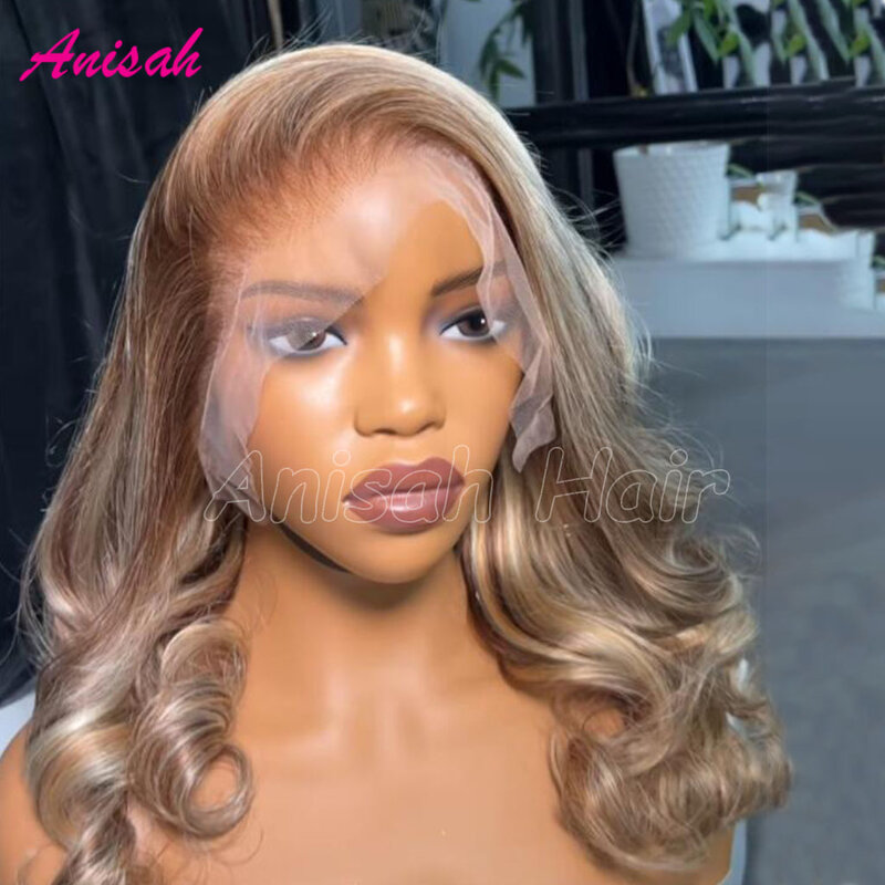 Ash Blonde Highlight Lace Front Wigs For Women Glueless HD Transparent Lace Frontal Human Hair Wig Ready To Go Wig For Women