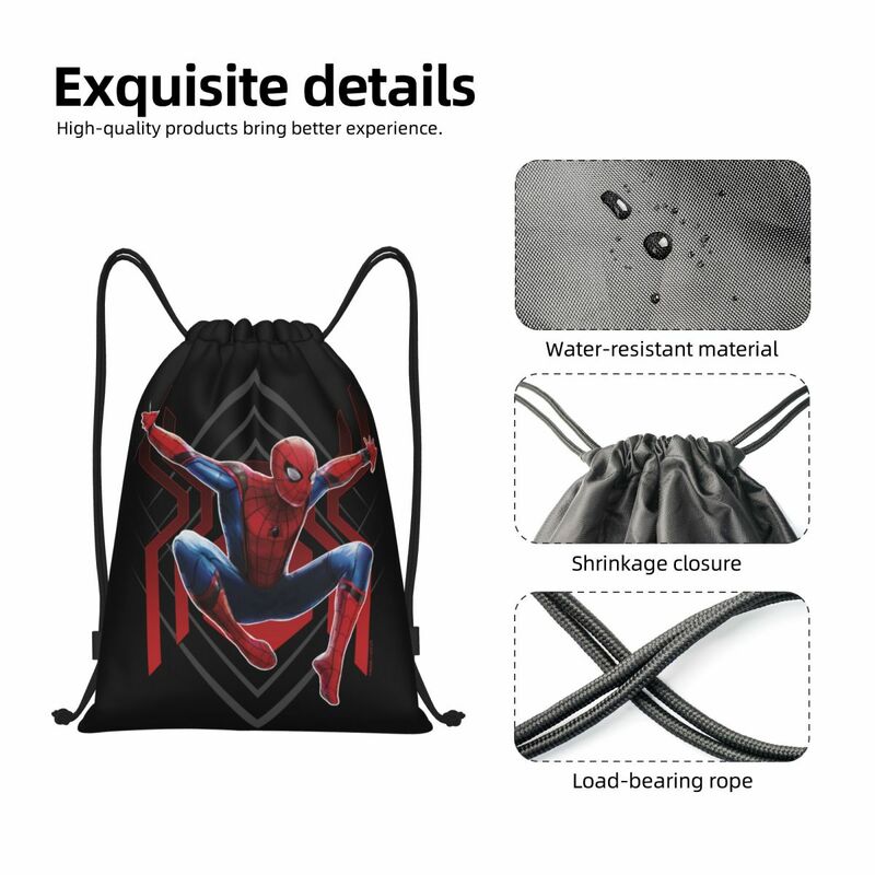 Ransel tali tarik Spiderman untuk pria wanita, tas ransel olahraga Gym ringan tali serut Spider Jump kustom untuk latihan