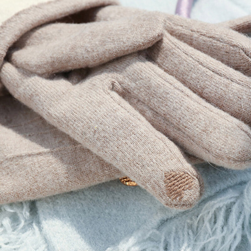 Le nuove donne invernali tengono al caldo il Touch Screen eleganti guanti semplici in Cashmere elasticità di alta qualità addensata morbida