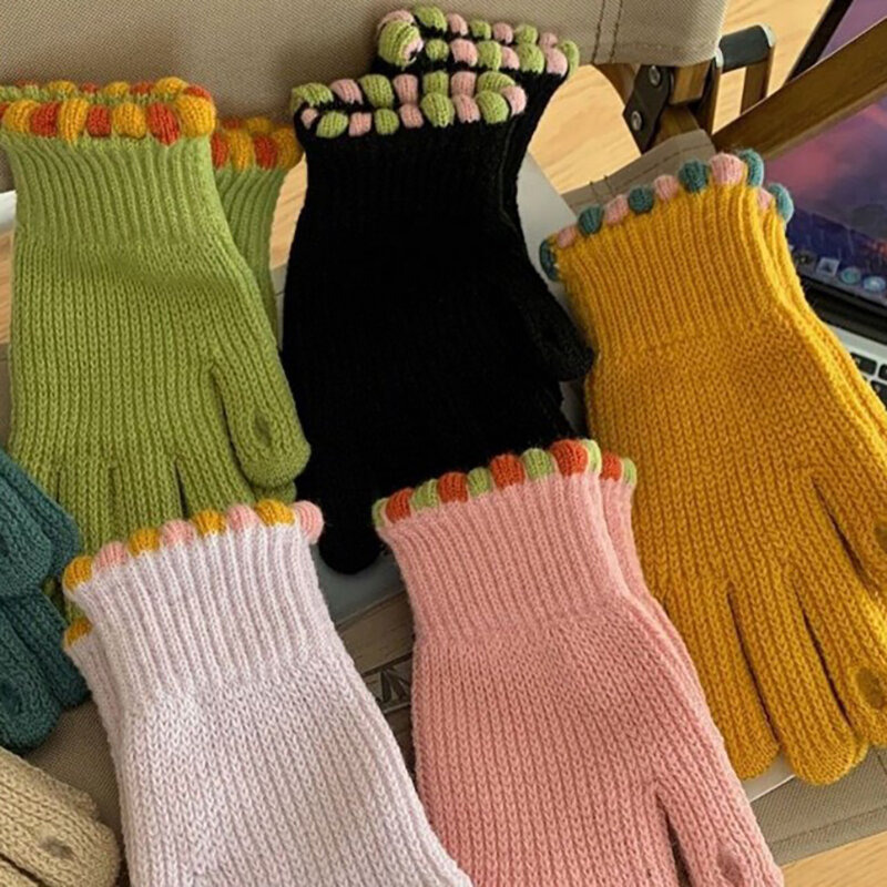 Gants rembourrés à doigts complets pour étudiants, gants d'équitation chauds, Kawaii, hiver, 1 paire