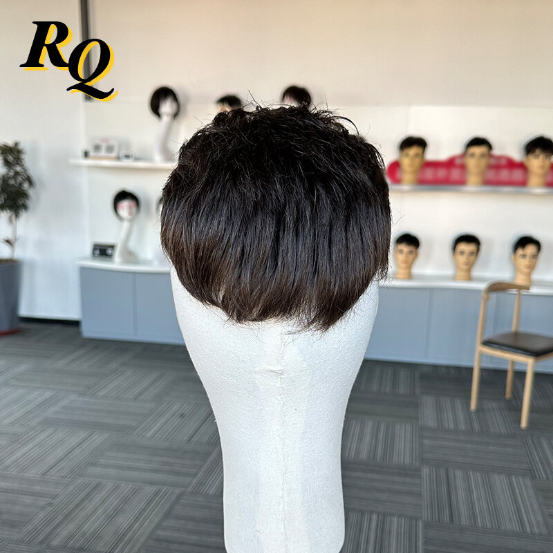 Thin Skin V Looped Toupee Pre Cut Styled Hair Men Human Hair Replacement System 3 Color Hair Piece Protesis Hombre Male Wig