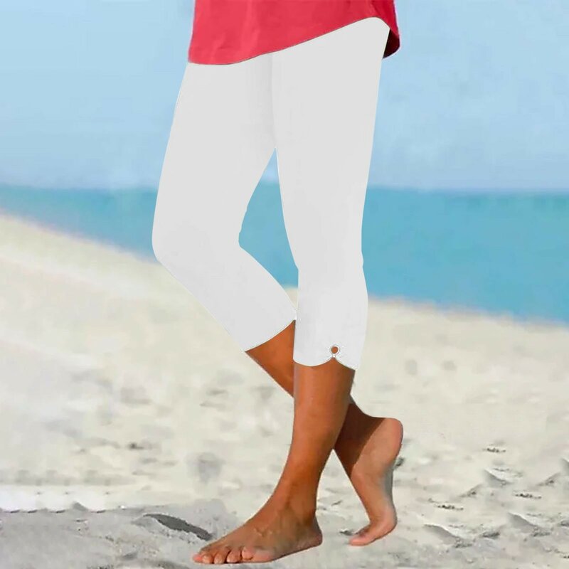 Leggings elásticas ocas para mulheres, cintura alta, calças de praia, exercício casual, tops de negócios