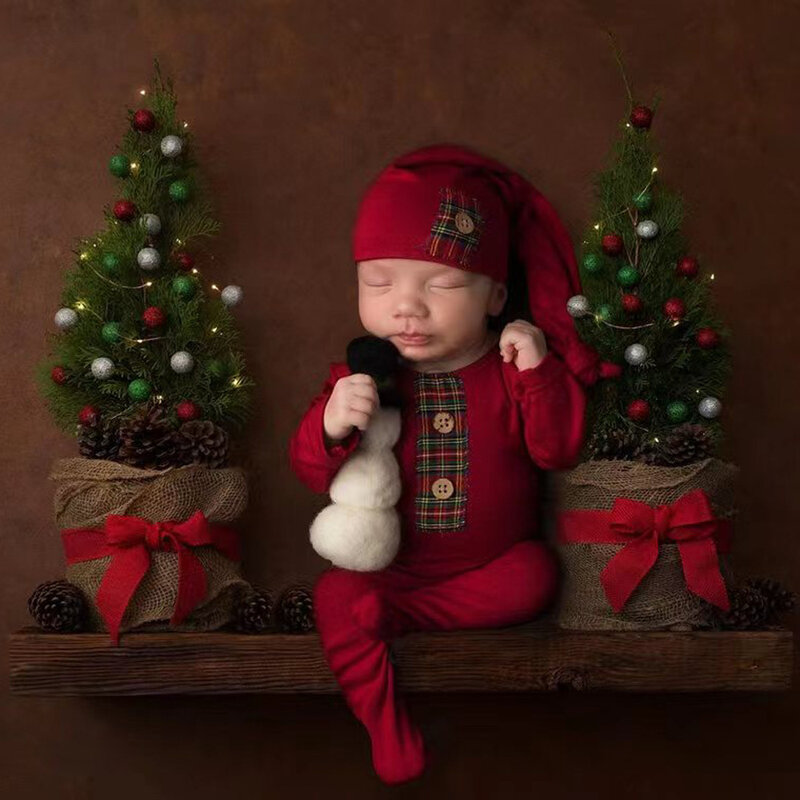Baby Outfit Pasgeboren Fotografie Props Romper Jumpsuit Kerst Fotografie Kleding Studio Scheuten Accessoires