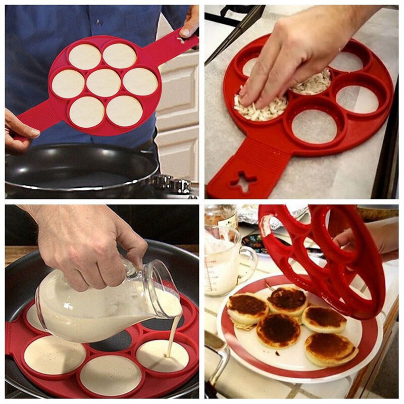 Silicone Pancake Maker Mold, fogão antiaderente, Pan Flip Eggs Mold, Utensílio de cozinha Gadget, Cozinhar Ferramenta Suprimentos, Acessórios de cozinha