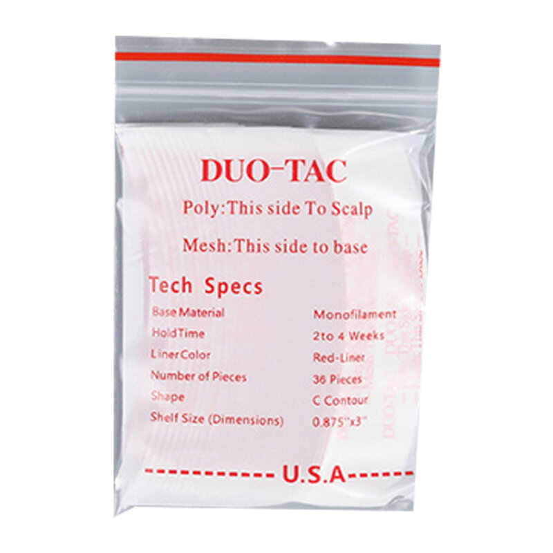36 Stks/zak Rode Duo-Tac Lace Pruik Dubbele Tape Slitten Lijn Zijdige Zelfklevende Verlenging Haarstrips Voor Toupetjes/Kant Pruikfolie