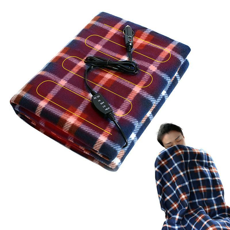 12V Car Electric Heated Blanket Mat For Cold Weather Car Heating Blanket Travel Portable Washable Heated Outdoor Throw for SUV
