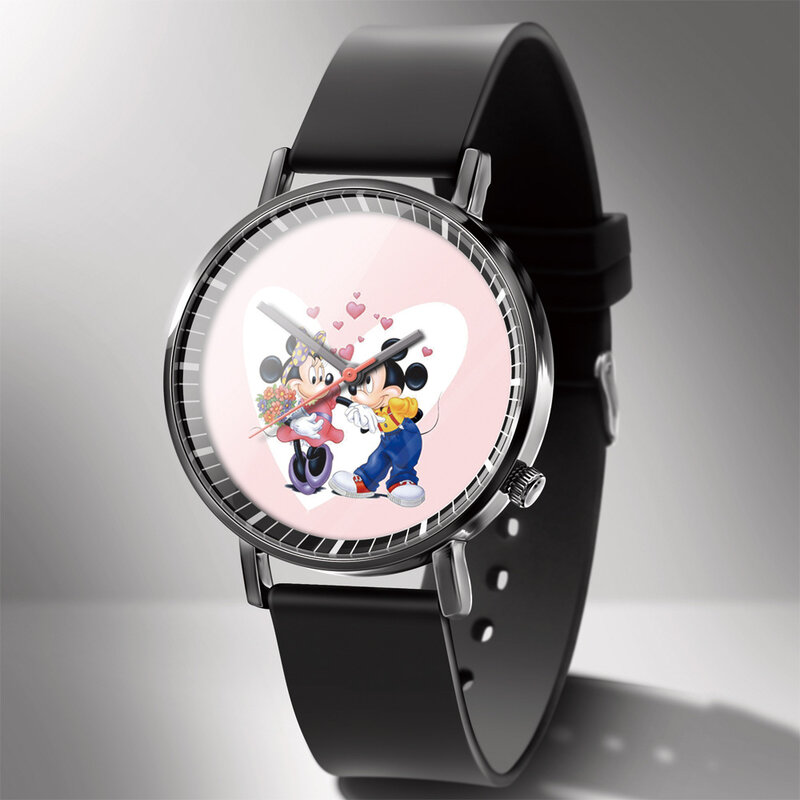 Disney Mickey Minnie Mouse Girl  Boy Children's Kids Watch Women Cute Male Female Couple Wrist Watches Birthday Gifts