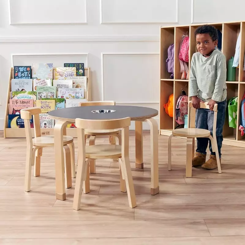 어린이 칠판 테이블 및 의자 세트, 어린이 가구, 자연 색상, 5 세트