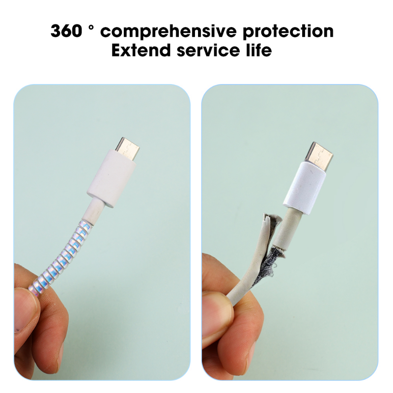 Charger Cable Protector for USB Data Cable Charger Cable Organizer Cover Spiral Winder Protection Wrap Anti-Scratch Line Cord