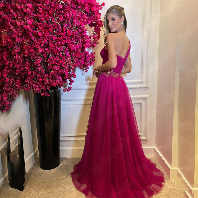 Sweet Floor Length Women Evening Dresses Single shoulder Multi-Layer Thin Gauze Party Gowns Exquisite Dresses For Lady Holiday