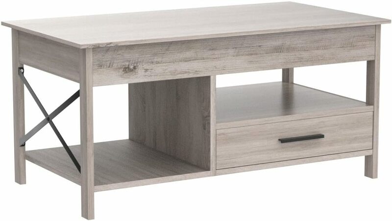 โต๊ะกาแฟยกสูงสำหรับห้องนั่งเล่นโต๊ะกาแฟพร้อมที่เก็บของช่องซ่อนและกรอบโลหะโต๊ะกลางสำหรับห้อง